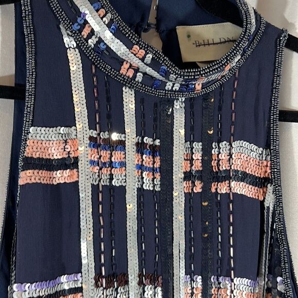 BHLDN CHARYN SEQUINED BEADED DRESS NAVY NWT SIZE 12 - Picture 11 of 16